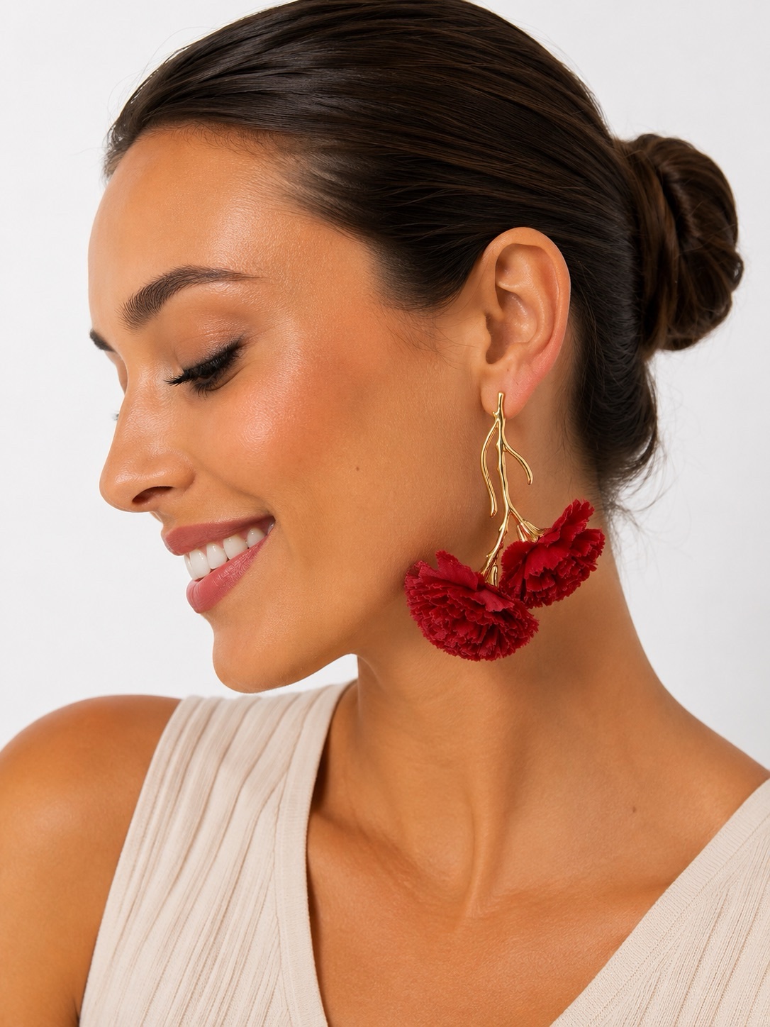 Pendientes Clavel Rojos - Imagen 2
