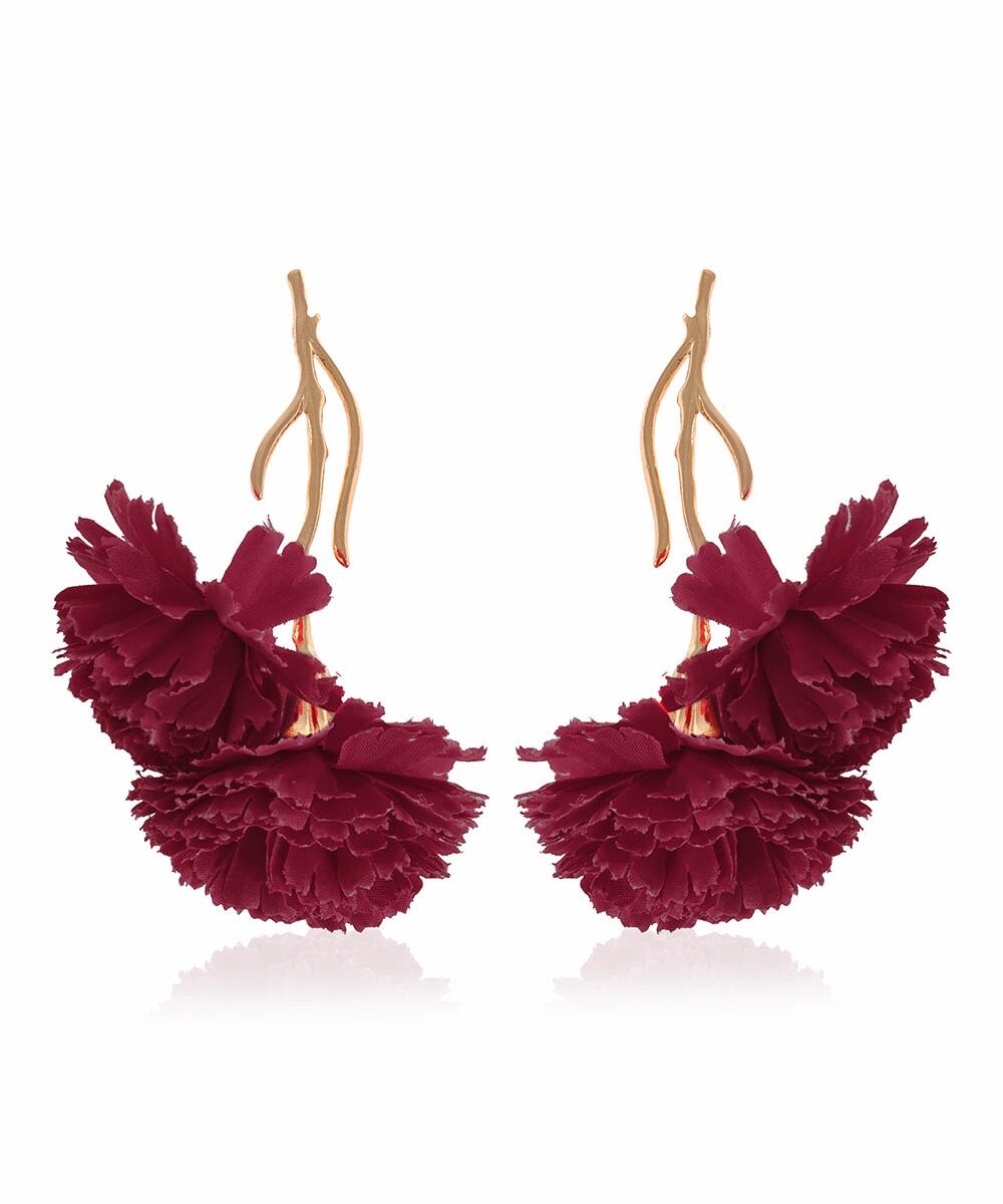 Pendientes Clavel Burdeos