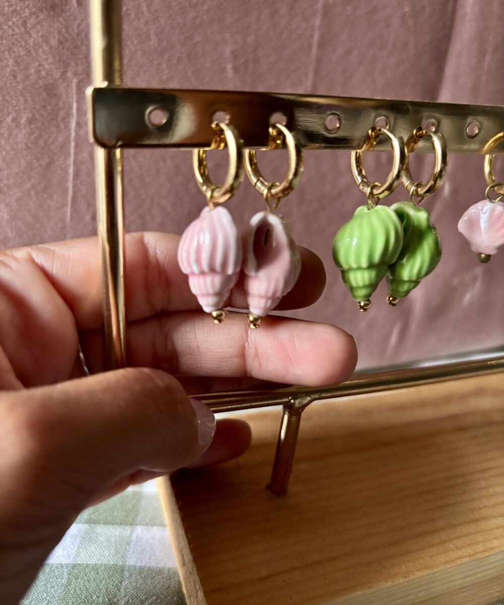 Pendientes Caracola cerámica color