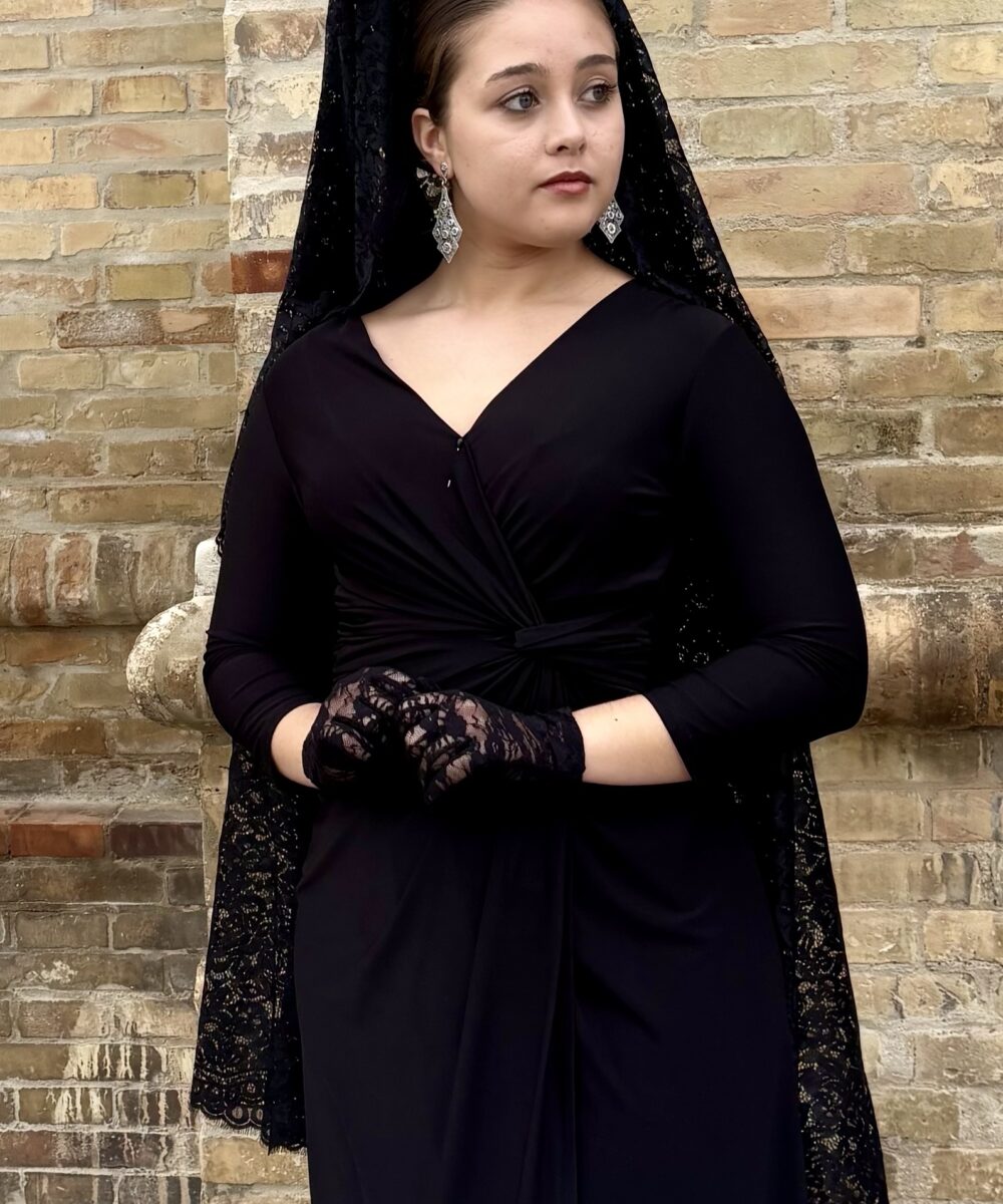 GUANTES NEGROS BROCADOS NEGROS